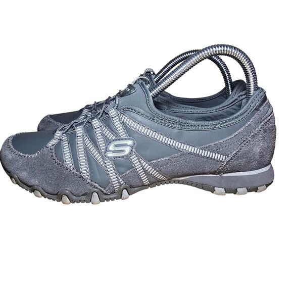 Skechers Shoes - Skechers Shoes Gray Suede Leather Bikers Bungee Athletic 21923 Womens Size 8.5